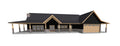 Black and Wood Grain themed House Model with Stone Ledge Wainscoting 